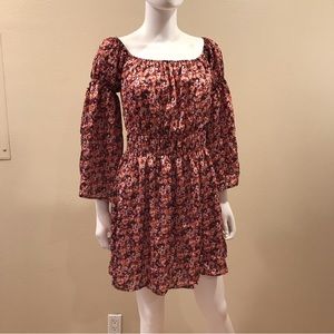 Love At First Sight Floral Babydoll Mini Dress NEW Size Small Brown Orange